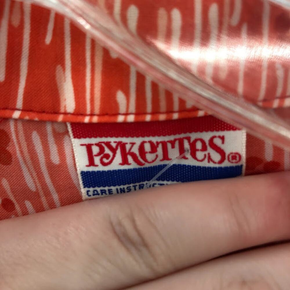 Pykettes Vintage Blouse Red Buttonup Large Long S… - image 3